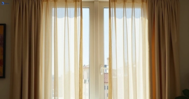 Dull dusty drapes in fig-tree-pocket before professional cleaning